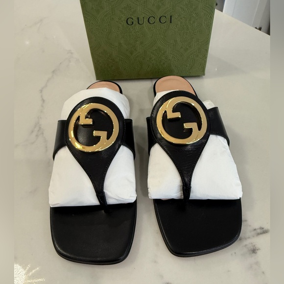 Gucci Blondie GG Logo Slide Sandals - Picture 1 of 9